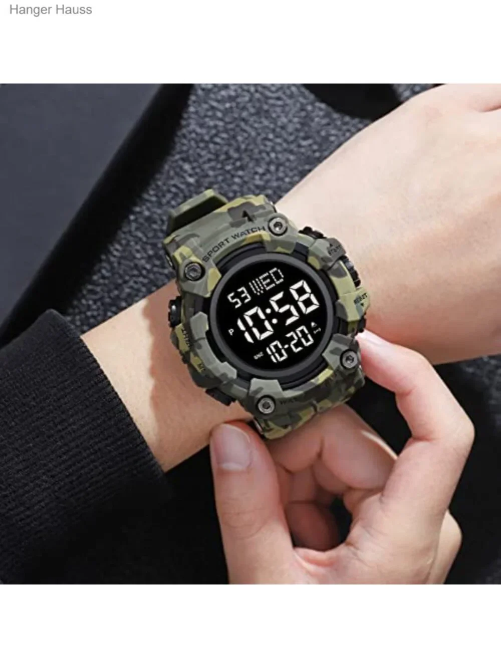 Men's Sport Watch Digital Stopwatch Countdown Waterproof 50m LED